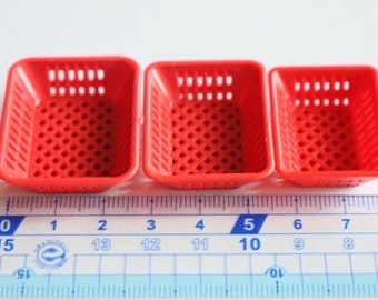 Blauw / groen / rood - 1/12 1/6 poppenhuisminiatuur rechthoekig nestvergiet / zeef / mandset // Postvak IN voor bulkbestellingen #juju8