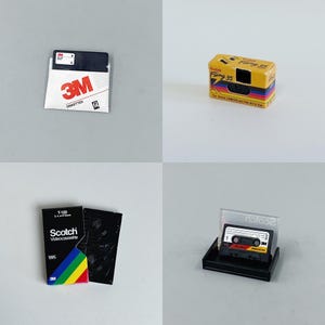 1/6 1/4 Dollhouse Miniature Retro Scotch VHS Videocassette / 3M Diskettes / Kodak Disposable Camera / Cassette Tape [ZURU Mini Brands] #zmb
