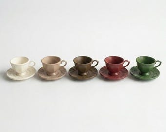2 maten x 5 kleuren: 1/12 1/6 poppenhuisminiatuur keramiekachtige metalen theekop en schotelset // Postvak IN voor bulkbestellingen #sm5