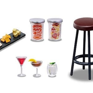 Set #5 - 1/12 1/6 Dollhouse Miniature Re-ment Bar Tiny Collection: Wine cocktail