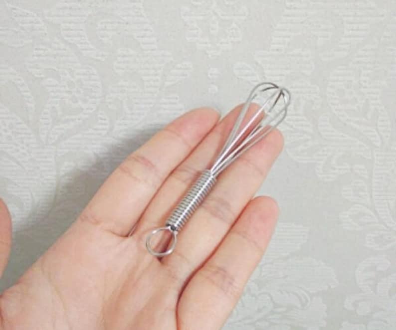 Real cooking miniature stainless steel egg whisk Length 8 cm image 0