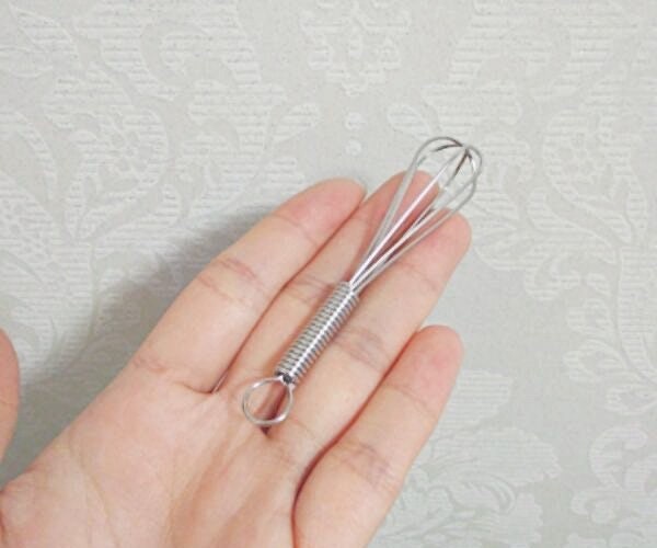 Gold / Silver - Real Cooking Miniature Stainless Steel Egg Whisk (Length 8 cm) / Glass Bowl (Diameter 5.5 cm) // Inbox us for bulk orders #2