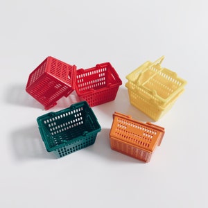 5 colores - 1/12 1/6 Miniatura de casa de muñecas Re-ment Cesta de la compra de supermercado/farmacia: Verde / Naranja / Rosa / Rojo / Amarillo #rml