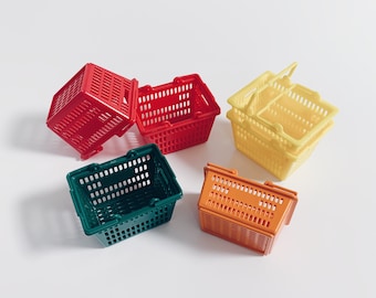 5 colori - 1/12 1/6 Dollhouse Miniature Re-ment Supermercato/Farmacia Cestino della spesa: Verde / Arancione / Rosa / Rosso / Giallo #rm