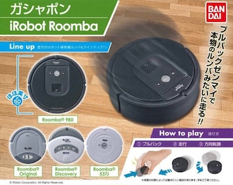 1/6 Dollhouse Miniature Replica iRobot Roomba Pull-back-and-go Moving Vacuum Cleaner: Black / Grey / Grey & White / White CT