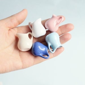 5 colours - 1/6 Dollhouse Miniature Real Ceramic Jug (Height 3 cm) // Inbox us for bulk orders #sm