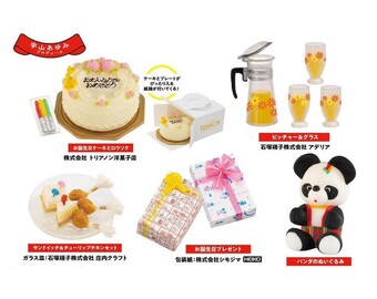 1/6 Dollhouse Miniature Showa Birthday Memories Collection: Cake / Sandwich and  Chicken / Pitcher and glasses / Gifts / Plush toy