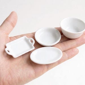 1/6 Dollhouse / Real Cooking Miniature Ceramic Oval Plate / Rectangular Tray / Round Bowl / Round Plate // Inbox us for bulk orders #sm