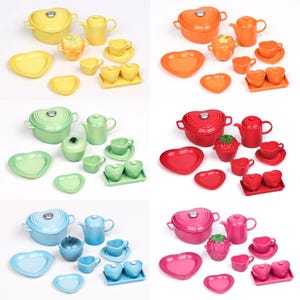 6 colours - 1/6 Dollhouse Miniature 11-pc Cooking Pot and Tableware Collection: Blue / Green / Red / Orange / Pink / Yellow #ocr118