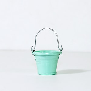 2 sizes x 8 colours - 1/12 1/6 Dollhouse Miniature Metal Bucket (H2.5 cm): Beige / Blue / Green / Mint / Pink / Red / Silver / Yellow #sm5