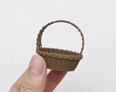 2 styles - 1 12 1 6 Dollhouse Miniature Wicker Basket Oval with handle Rectanglar