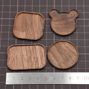 4 estilos x 2 colores - Bandeja de madera sin pintar en miniatura para casa de muñecas 1/12 1/6: Redonda / Rectángulo redondeado / Cuadrada redondeada / Oso de peluche n.° 10