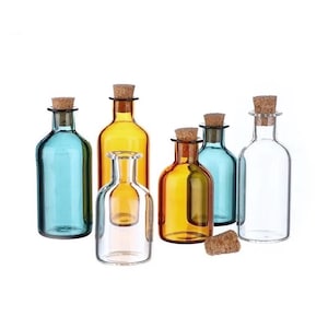 2 sizes x 3 colours - 1/6 Dollhouse / Real Cooking Miniature Glass Bottle with Wooden Cork Stopper // Inbox us for bulk orders #4