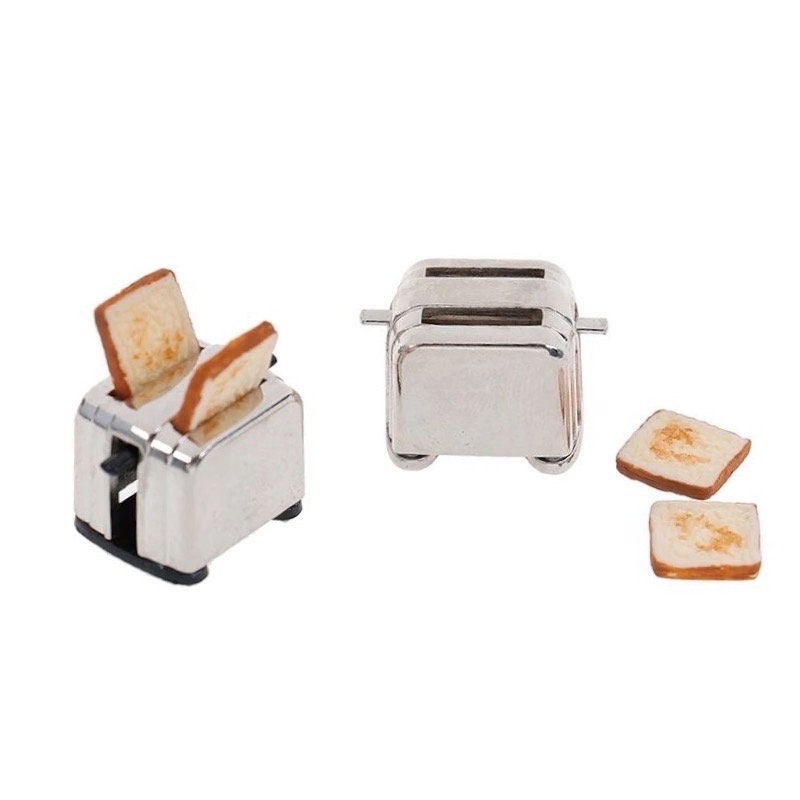 Set Cucina In Miniatura 1:12 Per Casa Delle Bambole - Tostapane, Tazze, Brocca, Latte - 6 Pezzi