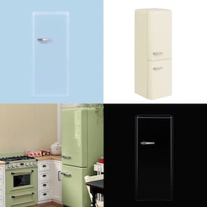 2 styles - 1/6 Dollhouse Miniature Replica SMEG Single Door / Double Door Refrigerator: Black / Blue / Green / Ivory / Silver #mh528