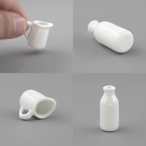1/12 1/6 Dollhouse Miniature Real Ceramic Jug (Height 2 cm) / Milk Bottle (Height 3.5 cm) // Inbox us for bulk orders #sm