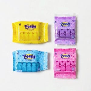 4 colours - 1/6 Dollhouse Miniature Mini Brands Peeps / Jet-Puffed Marshmellow: Blue Chicks / Pink Bunnies / Purple Bunnies / Yellow Chicks