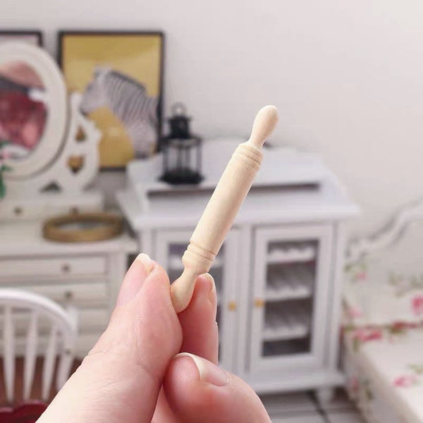 2 sizes - 1/12 1/6 Dollhouse Miniature Unpainted Wooden Rolling Pin (Length 3 cm / 5 cm) / Rolling Board // Inbox us for bulk orders