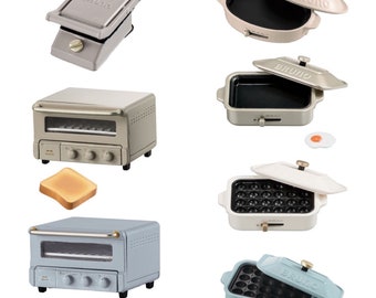 1/6 poppenhuisminiatuurreplica BRUNO compacte kookplaat / zandbakgrill / stoom- en bakbroodrooster: beige / blauwgrijs / greige *Kleur kan variëren