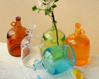 6 colours - 1/12 1/6 Dollhouse Miniature Antique Moonshine Clear Gallon Jug w/ Lid (Height 5 cm): Amber Brown / Blue / Green / Orange #sgr11