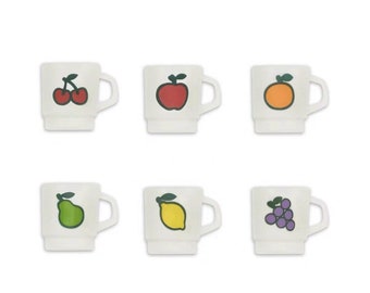2 pcs / 6 pcs - 1/12 1/6 Dollhouse Miniature Replica Fire-King Fruit Stacking Mugs: Apple / Cherries / Grapes / Lemon / Orange / Pear #ues17