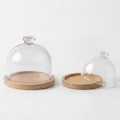 2 sizes - 1/12 1/6 Dollhouse Miniature Wooden Round Cake Tray (Diameter 3.5 / 4.5 cm) with Dome Real Glass Cloche // Inbox us for bulk order