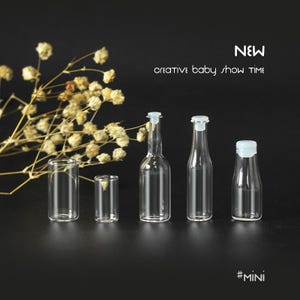 2 sizes - 1/12 1/6 Dollhouse Miniature Real Drinking Glass / Vase (Height 1.7 / 2.3 cm) / Bottle with Lid // Inbox us for bulk orders #sm1