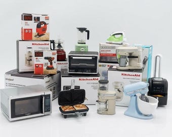 Réplicas em miniatura de eletrodomésticos para casa de bonecas na escala 1/12: Fritadeira elétrica / Cafeteira / Liquidificador / Ferro de passar roupa / Batedeira / Forno de micro-ondas / Aspirador de pó