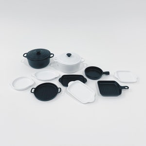 1/6 Dollhouse Miniature “Monochrome Cookware” Curated Collection (10 pieces) // Inbox us for bulk orders
