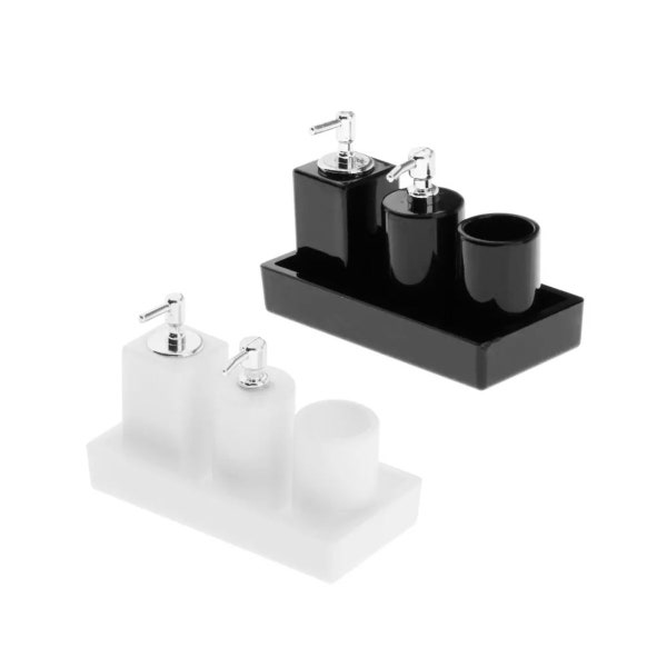 Black / White - 1/12 1/6 Dollhouse Miniature Bathroom Bottle Set // Inbox us for bulk order inquiries #mh