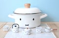 1/6 Dollhouse Miniature Replica FOJIHORO Miffy Face Series Kitcheware Collection: Casserole Pot / Milk Pan / Kettle / Stockpot / Containers