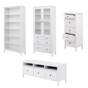 4 types - 1/10 1/6 Dollhouse Miniature Replica IKEA Hemnes Wooden White Bookcase / Cabinet / Chest of 5 Drawers / TV Bench #mh