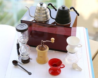 1/6 1/4 Puppenhaus Miniatur Replica HARIO Coffeeware Collection: Syphon Kaffeekanne / Kaffeemühle / Filterfilter / Kaffeekanne
