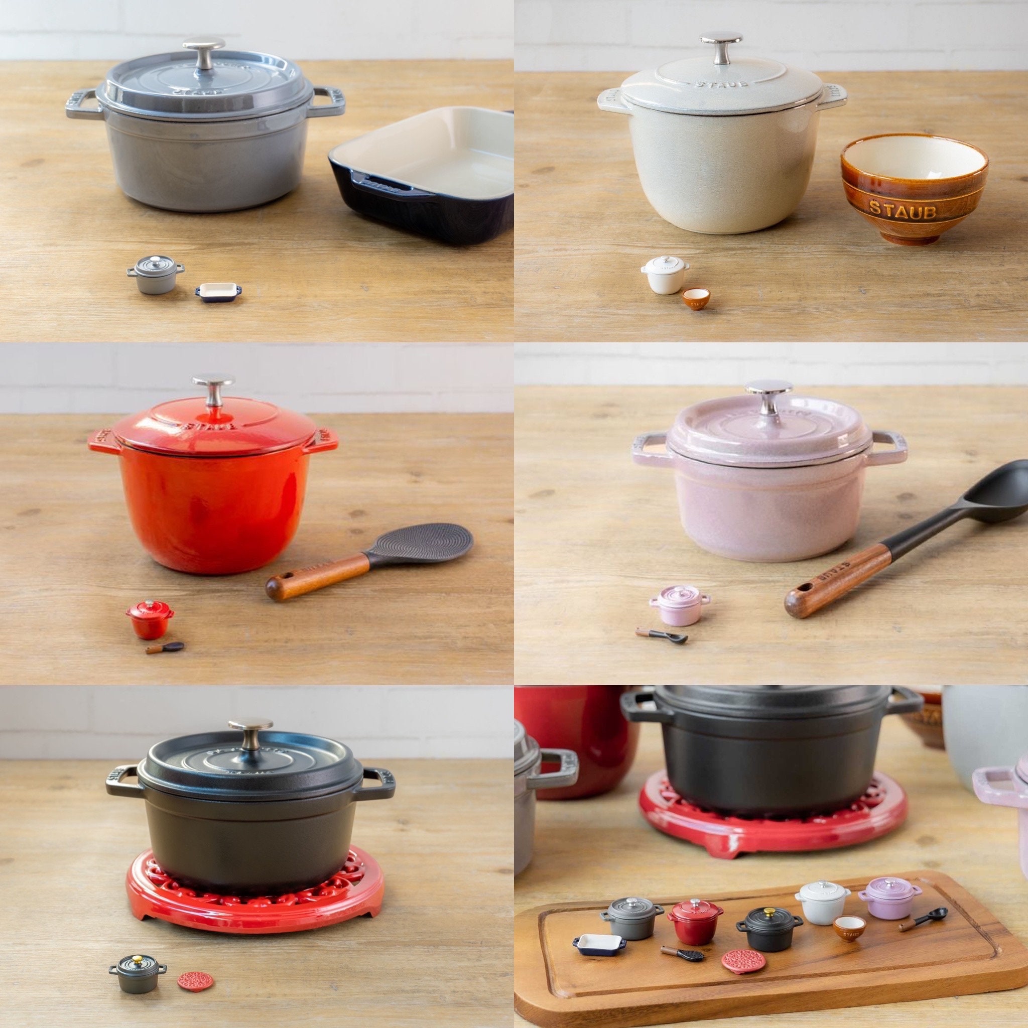 1/12 1/6 ドールハウス ミニチュア レプリカ STAUB 調理鍋 & 調理器具