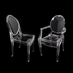 2 styles x 4 colours - 1/6 Dollhouse Miniature Ghost Chair / Armchair: Clear / Green / Grey / Orange / Pink // Inbox us for bulk orders #10