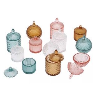 Set of 3 styles (6 colours) - 1/12 1/6 Dollhouse Miniature Depression Glass Jar Set // Inbox us for bulk orders #mh12