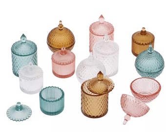 Set of 3 styles (6 colours) - 1/12 1/6 Dollhouse Miniature Depression Glass Jar Set // Inbox us for bulk orders #mh12