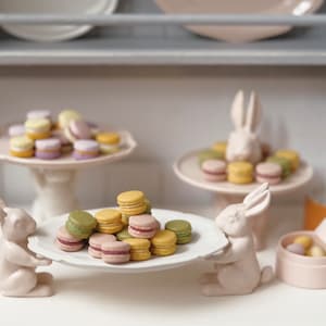 1/6 Dollhouse Miniature Afternoon Tea Dessert: Colourful Macarons / Rabbit Tableware / Dessert Box Set *Please read item description #ues