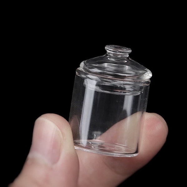 Uni/rayé x 2 tailles - 1/12 1/6 bocal en verre véritable miniature avec couvercle pour maison de poupée (diamètre 2/2,5 cm) // Nous contacter pour les commandes groupées