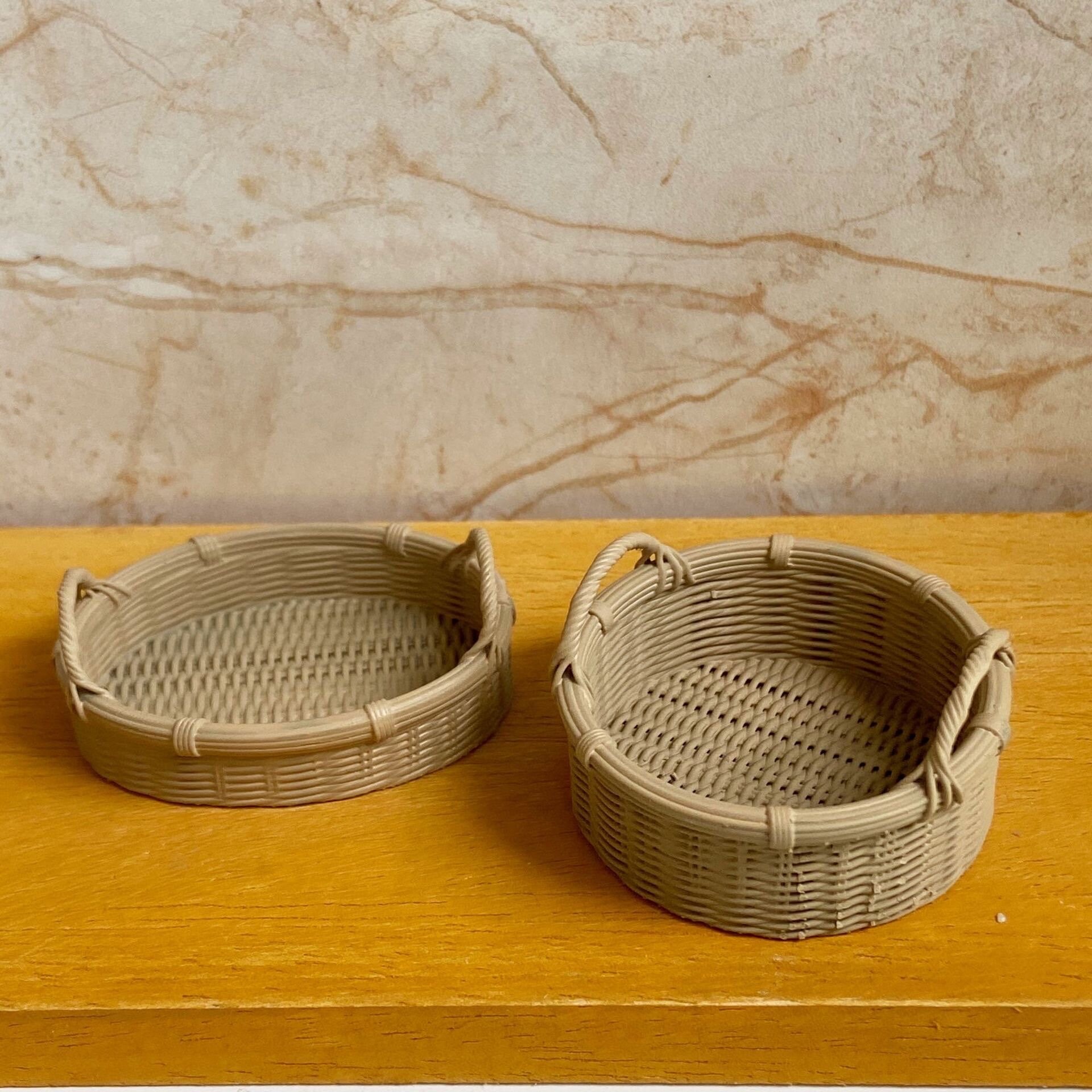 Dark / Light - 1/6 Dollhouse Miniature Wicker Basket: Oval / Round // Inbox us for bulk orders