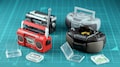 4 styles - 1/6 Dollhouse Miniature Radio Cassette Player (with Cassette Tape) / CD Radio Cassette Player (with CD): Red / Black / Grey product logo