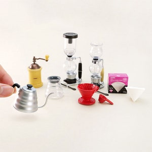 Set of 5 / Set of 6 - 1/6 Dollhouse Miniature Replica HARIO Coffeeware Collection: Syphon Coffee Maker / Coffee Mill / Dripper / Server
