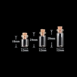 3 sizes - 1/12 1/6 Miniature Real Glass Bottle (Height 1.8 cm / 2.4 cm / 2.8 cm) with Wooden Cork Stopper // Inbox us for bulk orders