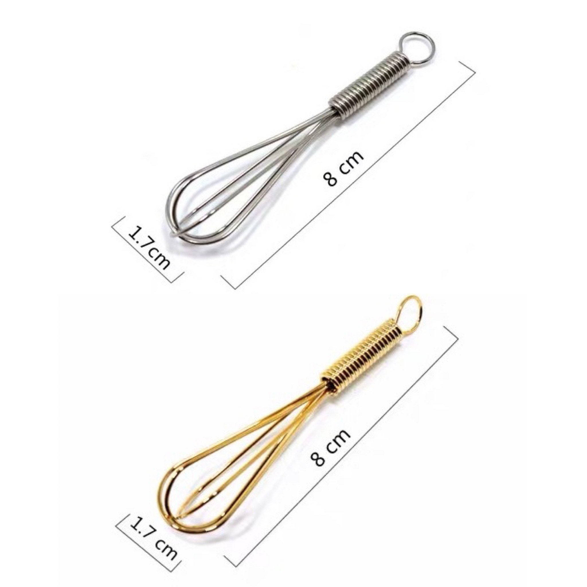 1 Pc / 5 Pcs Real Cooking Miniature Stainless Steel Egg Whisk length 8 Cm:  Gold / Silver // Message Us for Bulk Order Inquiries. 