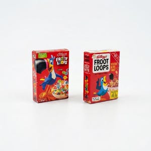1/12 1/6 Dollhouse Miniature Replica Retro Froot Loops Cereal Paper Box (Height 3.2 cm) / Loops (Width 5 mm) [Mini Brands]
