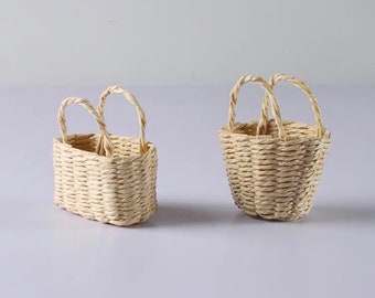 2 stijlen: 1/12 1/6 poppenhuisminiatuur rieten mand // Postvak IN voor bulkbestellingen