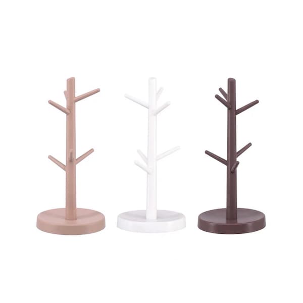 3 couleurs - Porte-gobelets miniature en forme d'arbre pour maison de poupée 1/12 / Porte-manteau et chapeau 1/12 : Marron foncé / Marron clair / Blanc