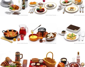 Individual sets - 1/12 1/6 Dollhouse Miniature Re-ment European Gourmet Tour Collection: Southern French / Swiss / Italian / German #rm68