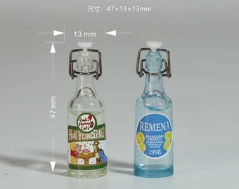 2 colours - 1/6 Dollhouse Miniature Swing-top Beverage Bottle (Height 4.7 cm) #czh20