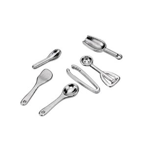 1/12 1/6 Dollhouse Miniature Metal 6-piece Kitchen Utensil Set: Ice-cream Scoop / Spatula / Tongs // Inbox us for bulk orders #sm4